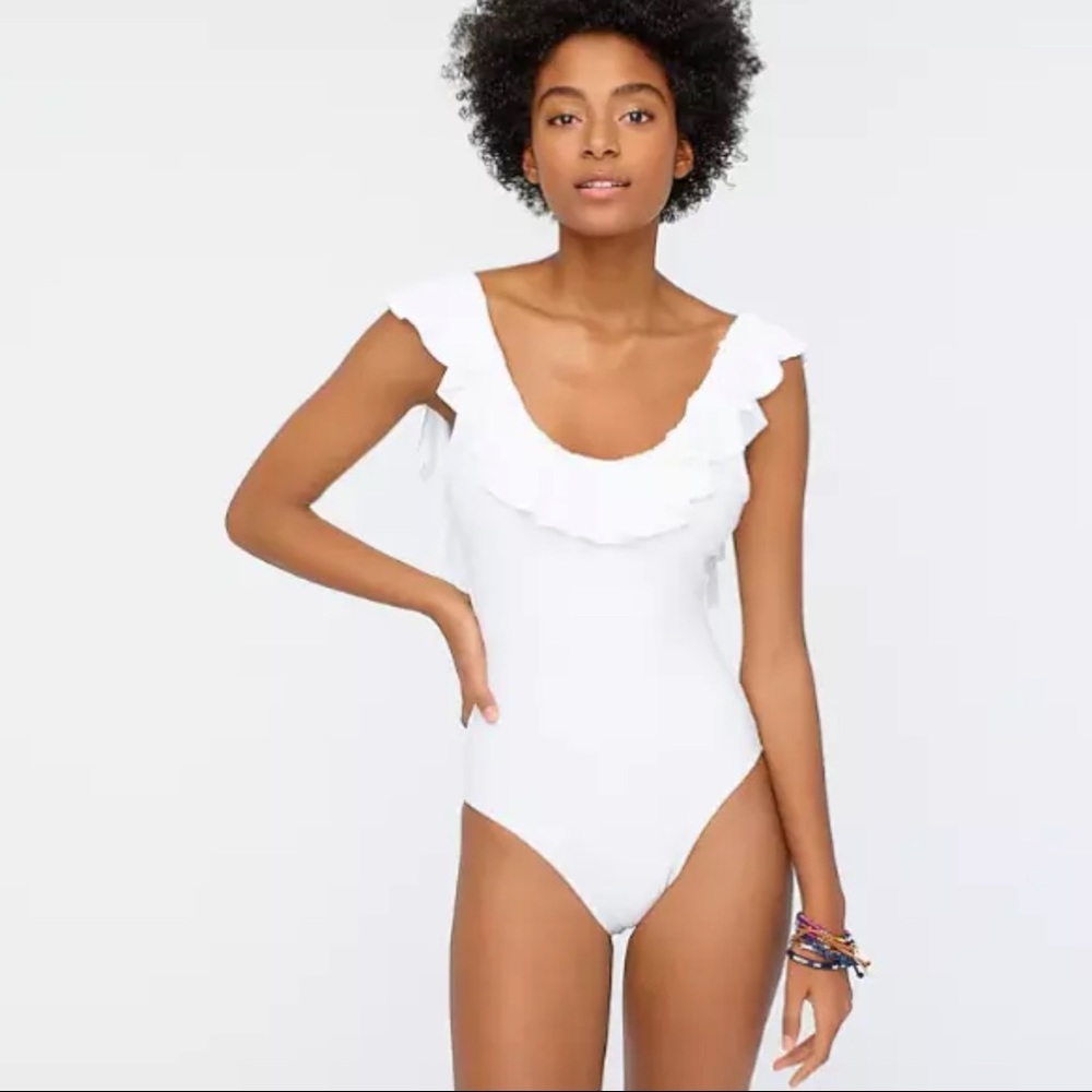 J Crew Ruffle Scoop-neck One-piece Swimsuit, NWT